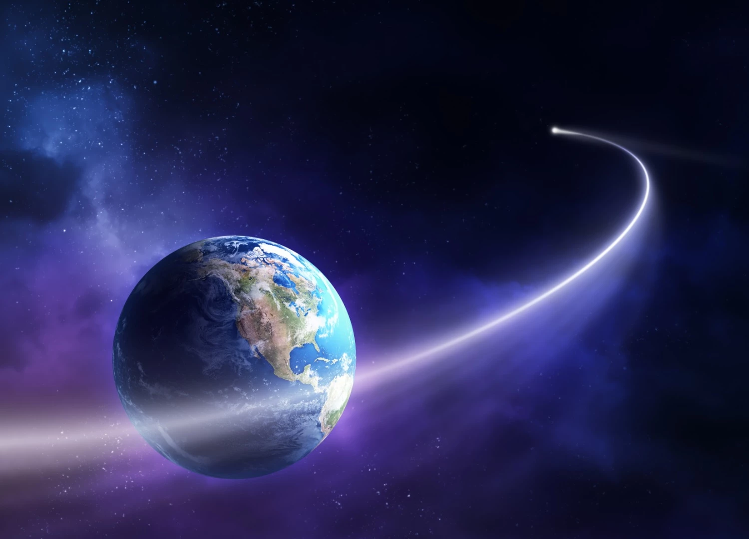 An artist's rendition of an asteroid swinging past Earth
