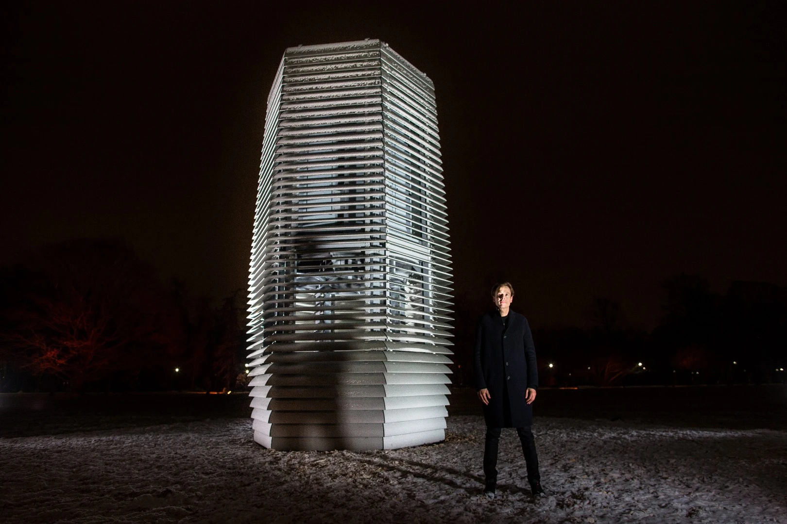 Artist and designer Daan Roosegaarde and his Smog Free Tower in Kraków, Poland