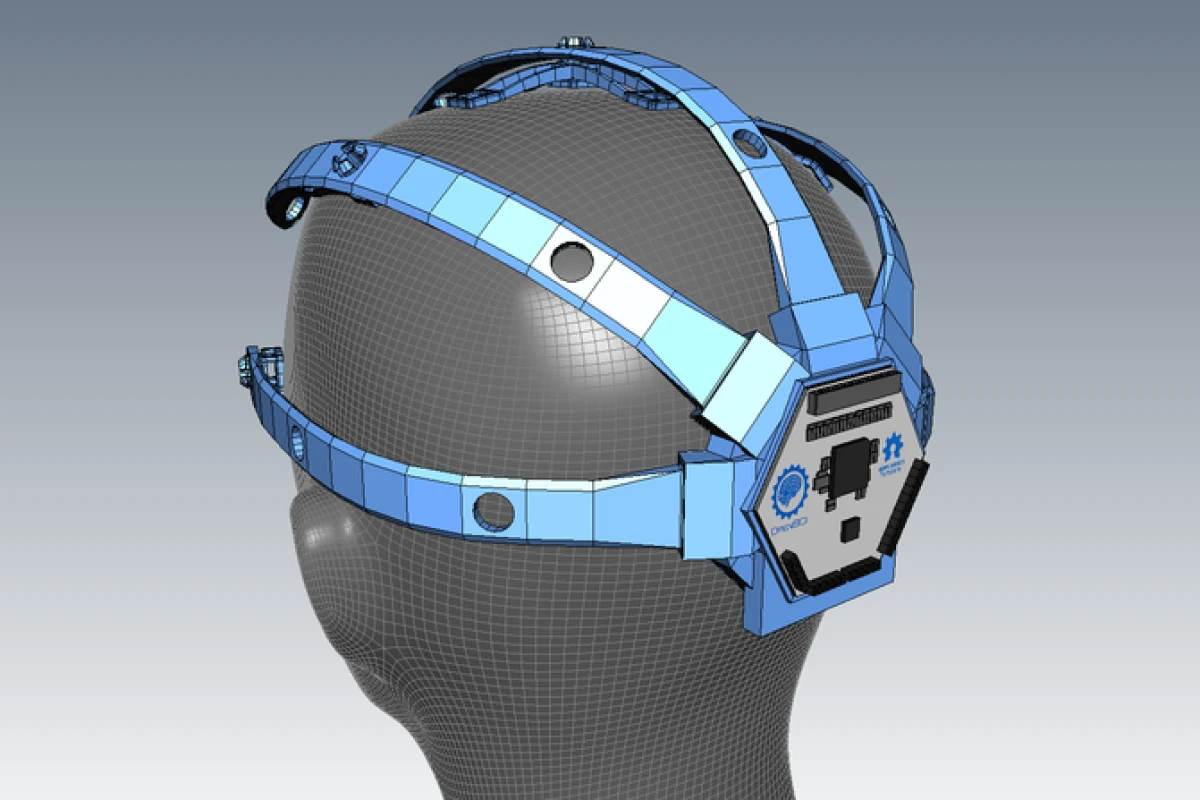 This 3D printed and modular EEG headset is designed to hold the OpenBCI electronics board