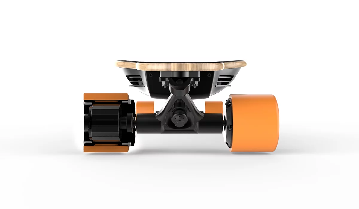 The Pomelo Pro electric longboard's polyurethane tires are interchangeable