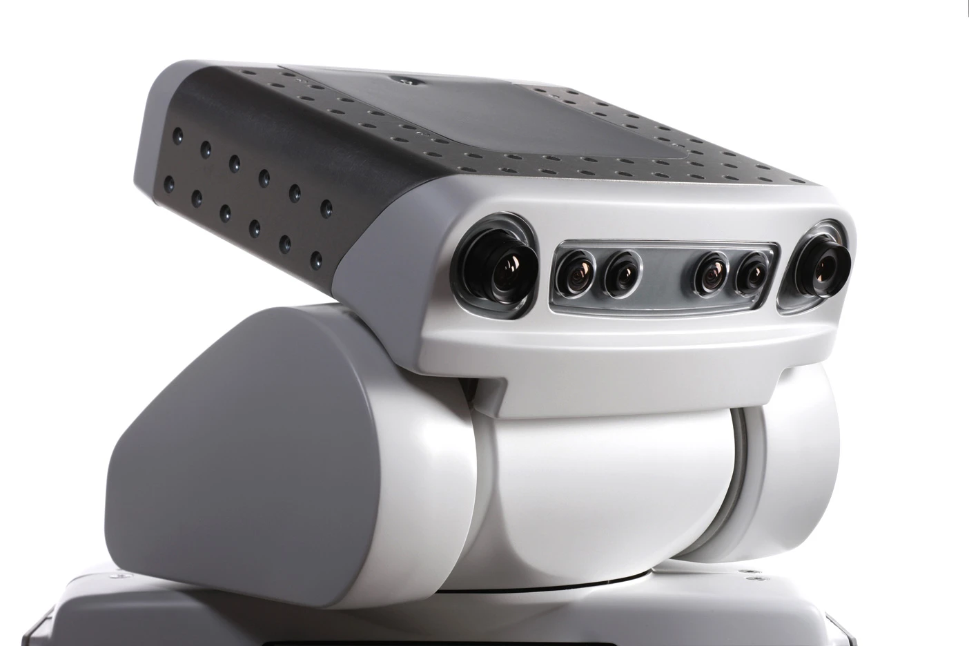 PR2 pan tilt head with cameras, texture projector and expansion bolt pattern