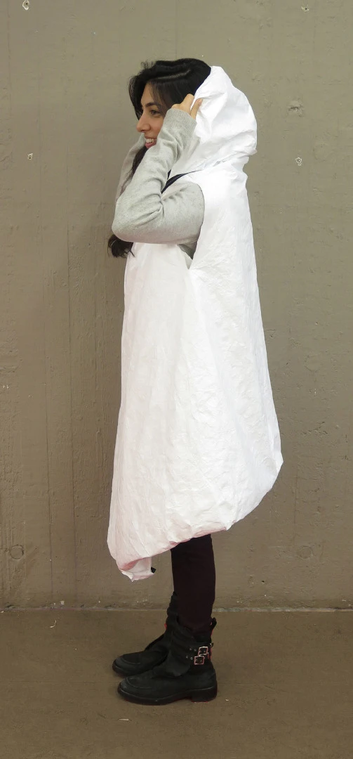 The wearable shelter was designed specifically for the hardships faced by Syrian refugees