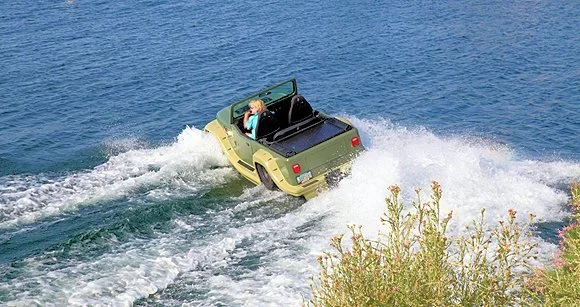 On the water, tight turns may cause you to skid, but the Panther won't capsize (Photo: WaterCar)
