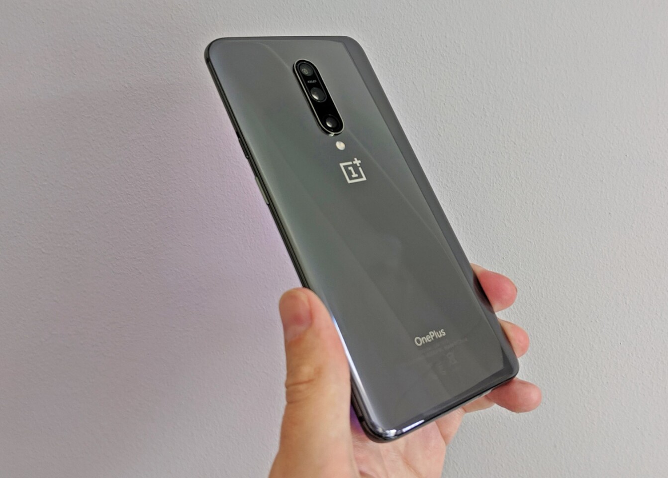 Gray (shown here), blue and almond are your color options for the OnePlus 7 Pro