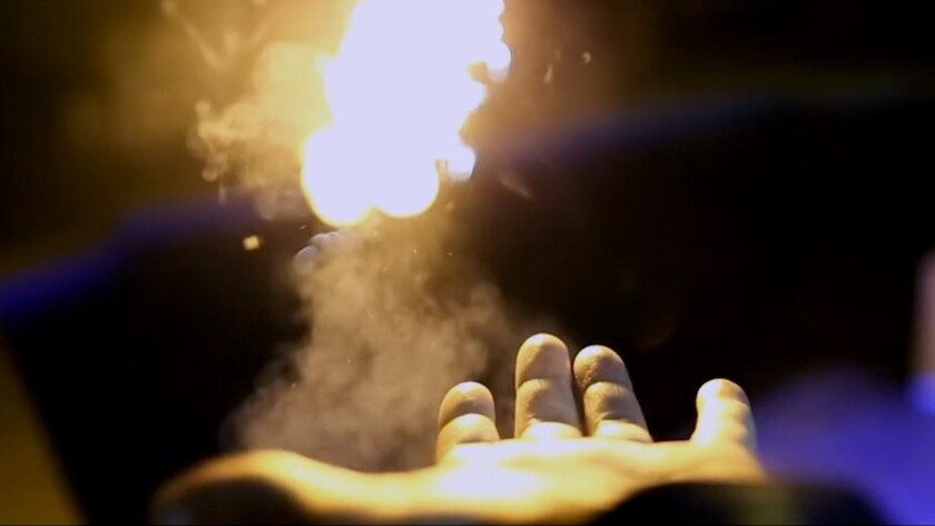 A fireball is shot from the Pyro Fireshooter