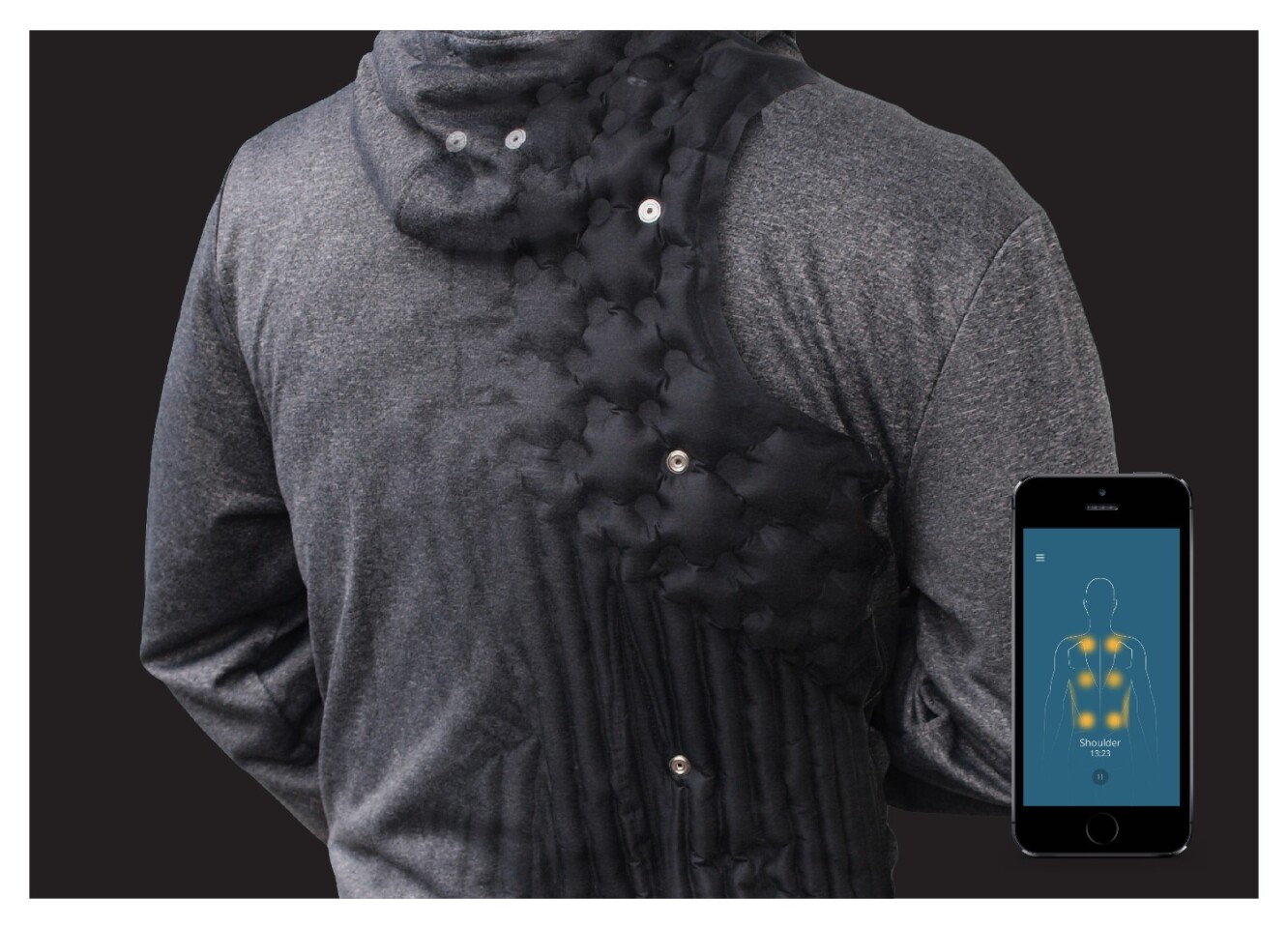This gives you an idea of how the vest sits inside the hoodie