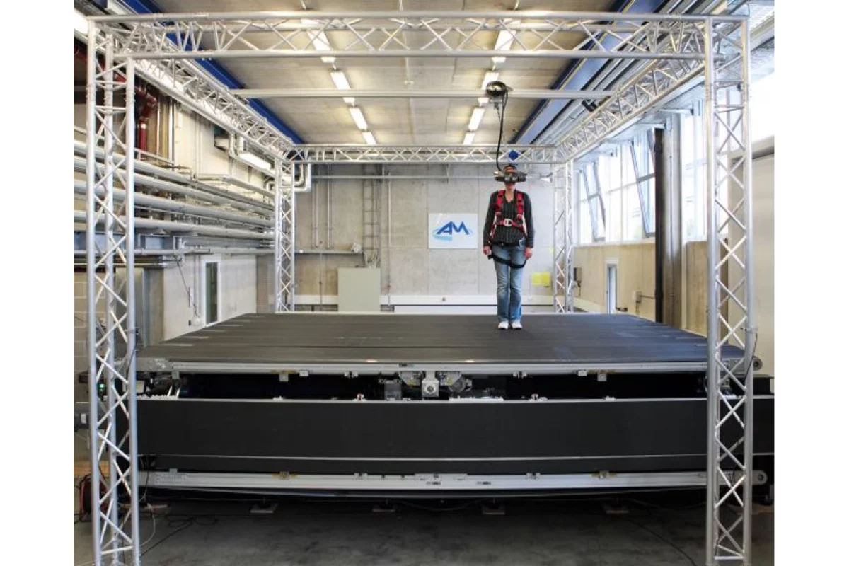 The CyberWalk omni-directional treadmill is like a conveyor belt of conveyor belts