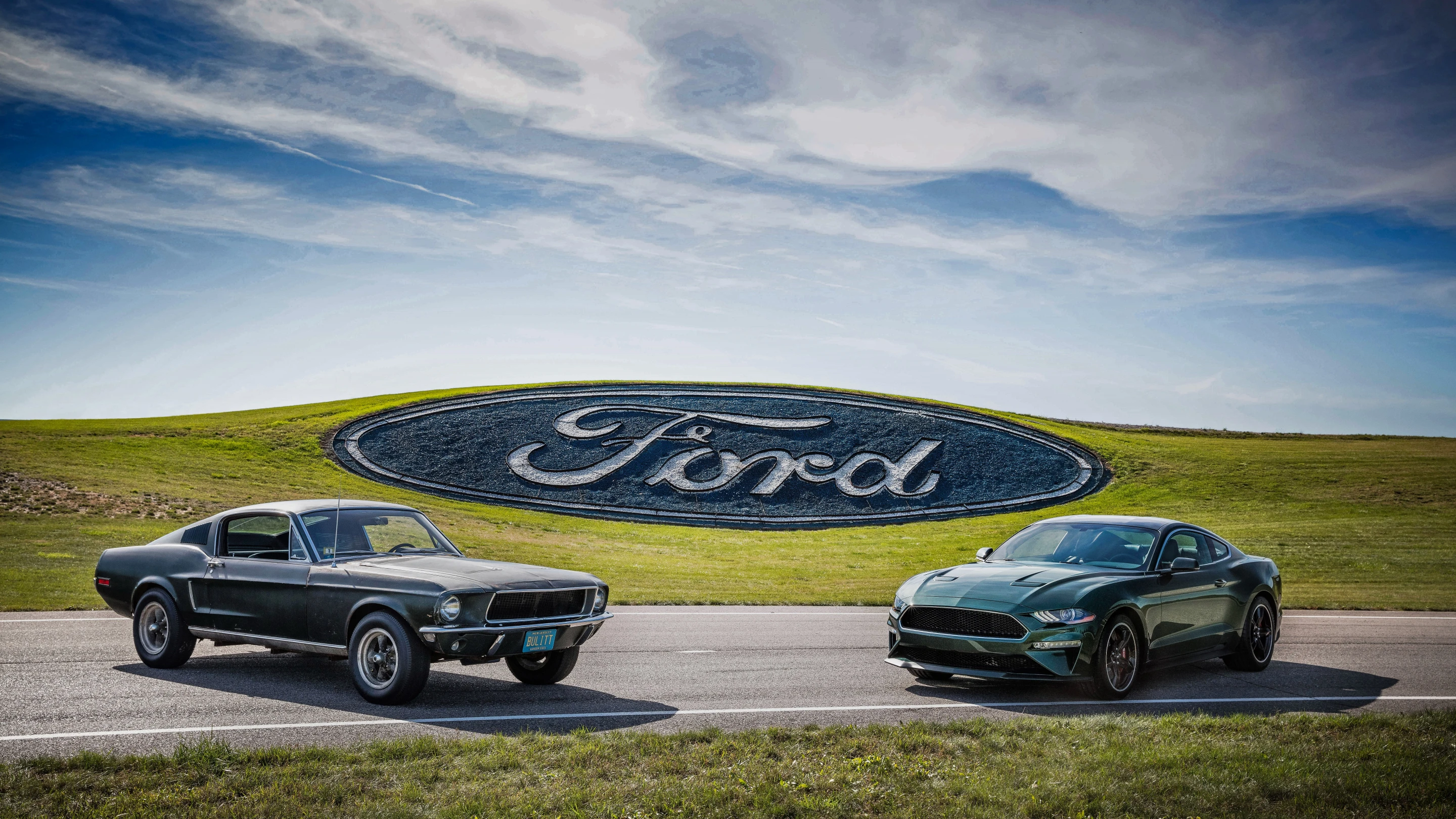 The all-new Ford Mustang Bullitt, alongside a 1960s original, were on show at the 2018 Goodwood Festival of Speed
