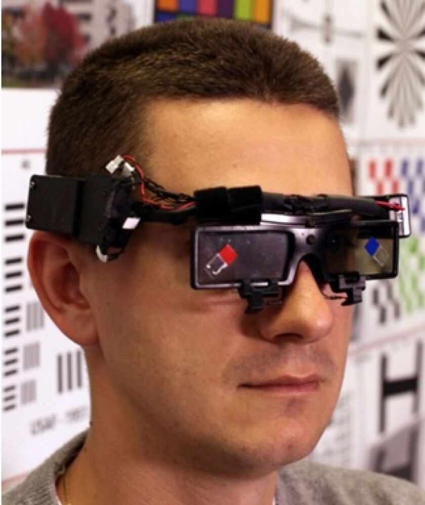 Smart glasses control the telescoping effect by registering the user's winks (Photo: Eric Tremblay and Joe Ford/ EPFL)