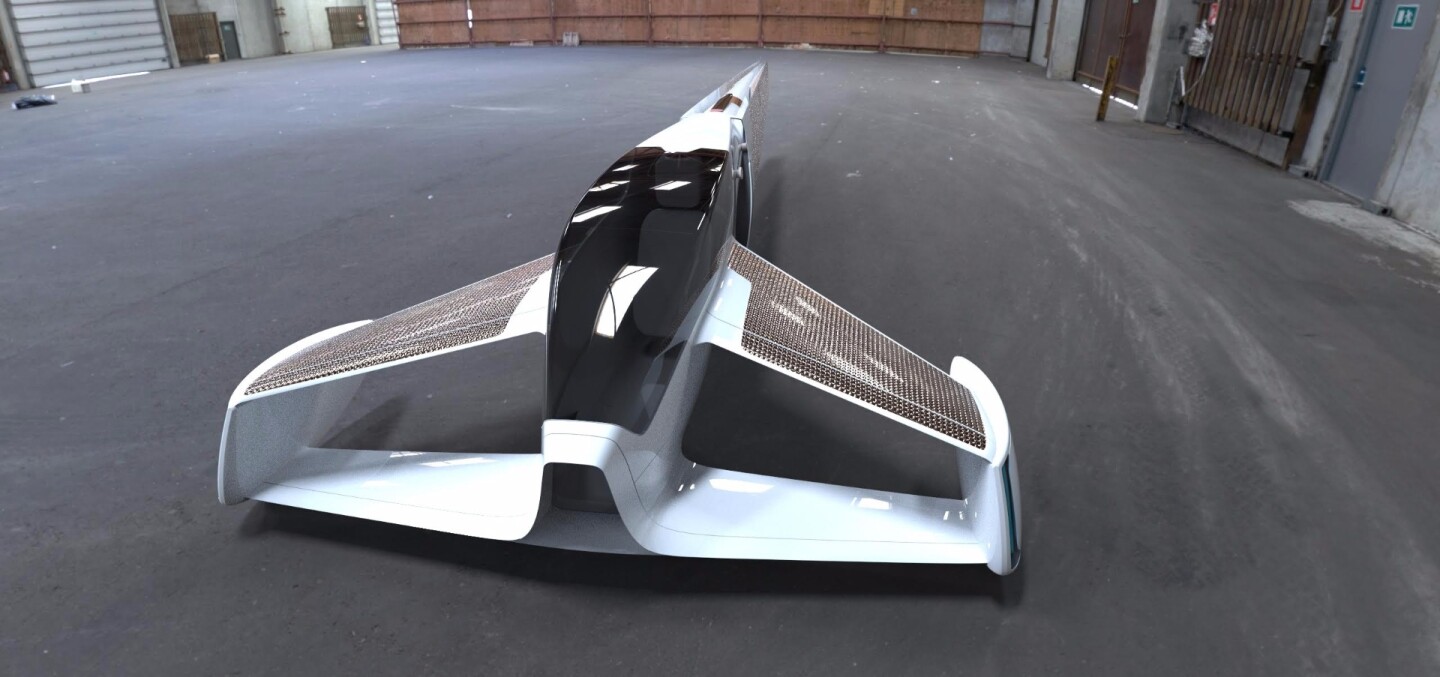 Street Wing concept: front view. "we will get a single test machine on the road and in the air asap."