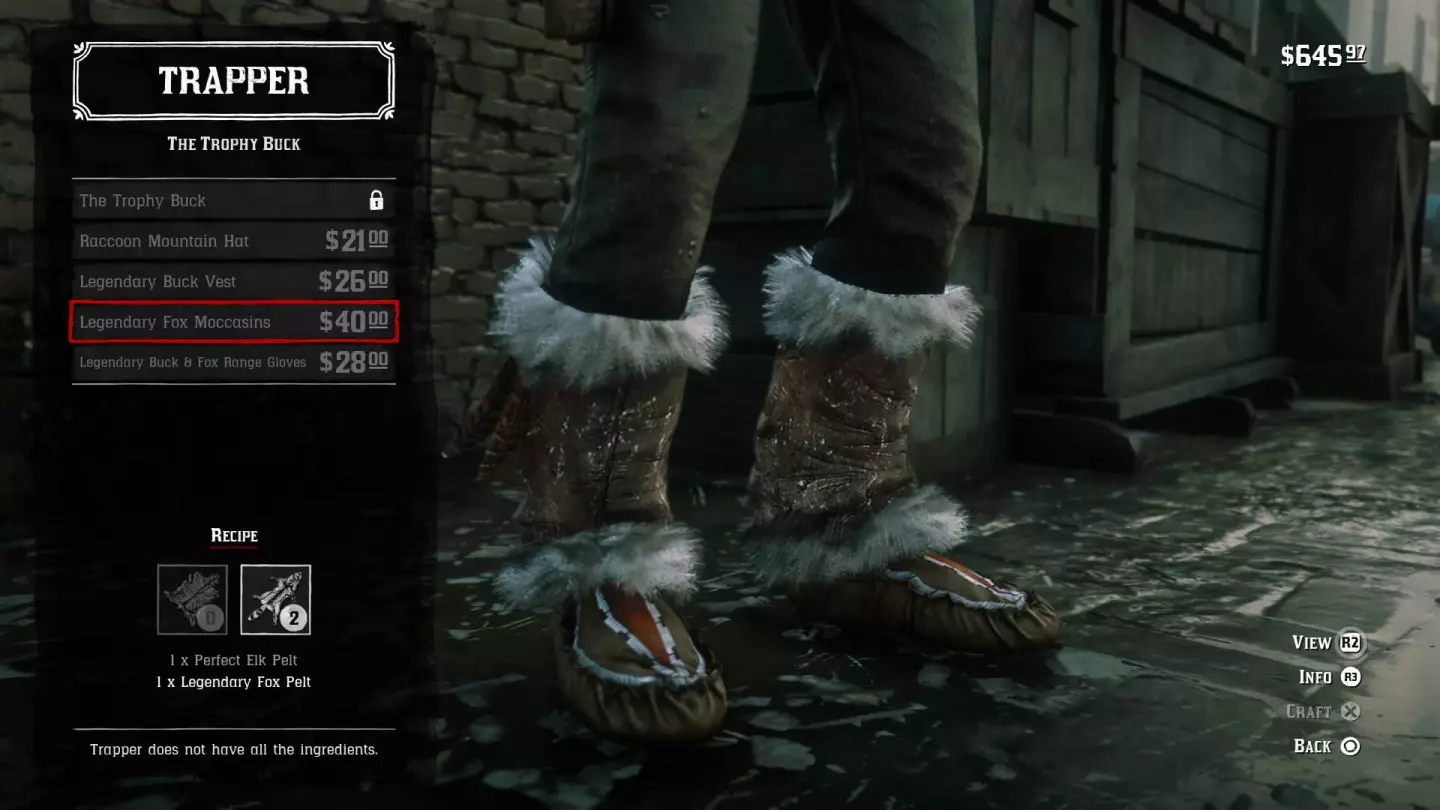 Sell the Legendary Fox pelt to the Trapper to get some stylish new boots and gloves