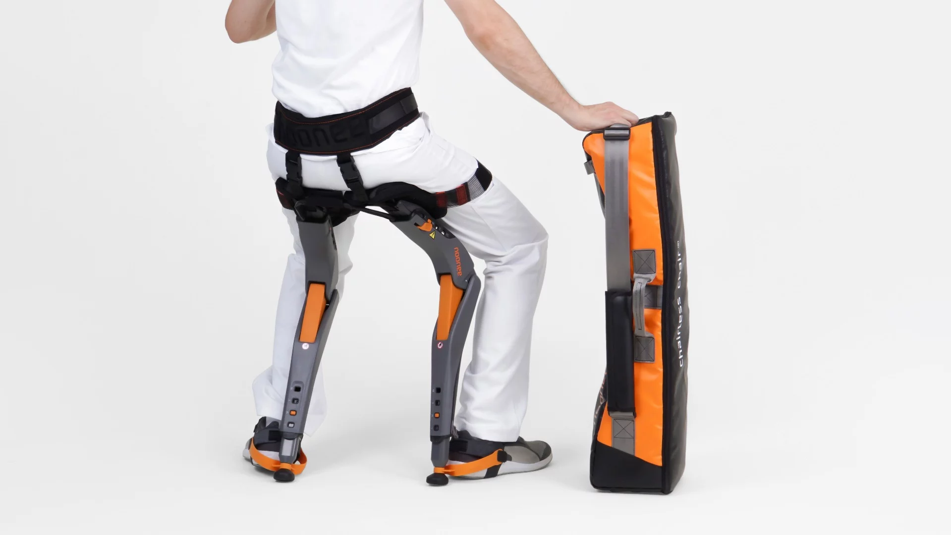 The Noonee Chairless Chair supports better posture and offers a quick sit whenever the wearer needs