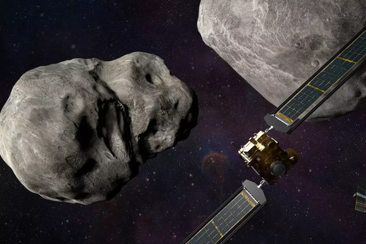 Artist's impression of the DART spacecraft on approach
