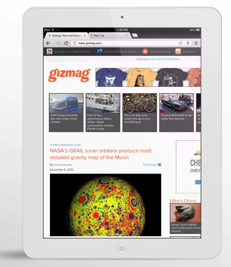 You can now browse Gizmag with Google Chrome for iPad