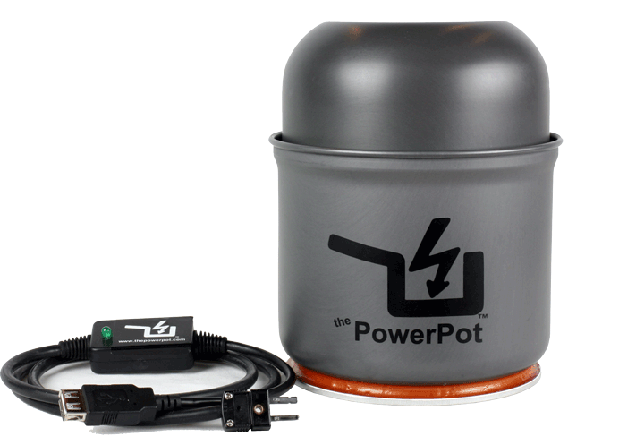The power regulator in the PowerPot's USB cable incorporates an LED that illuminates when a current is present