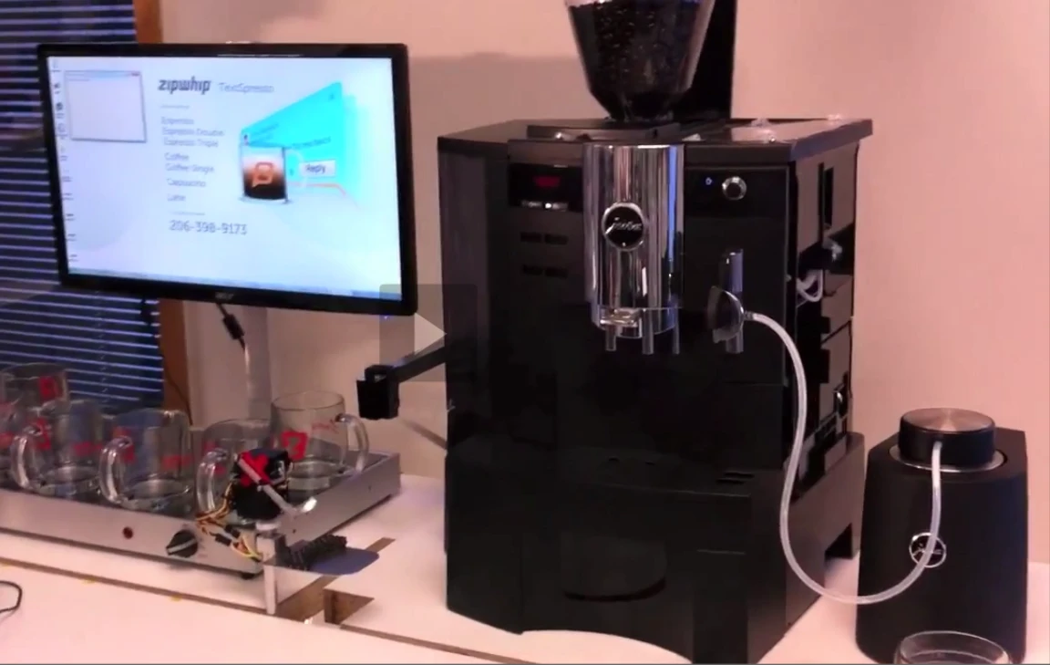 The Textspresso machine itself was constructed and programmed in-house by Zipwhip from scratch