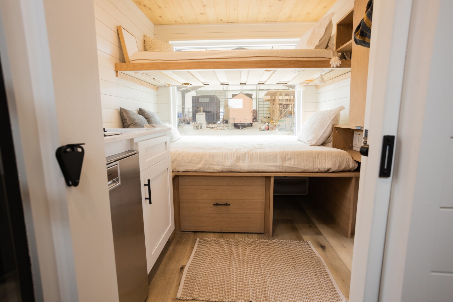 The interior of the Roam is very cozy, but the sleeping area and small kitchenette are cramped.