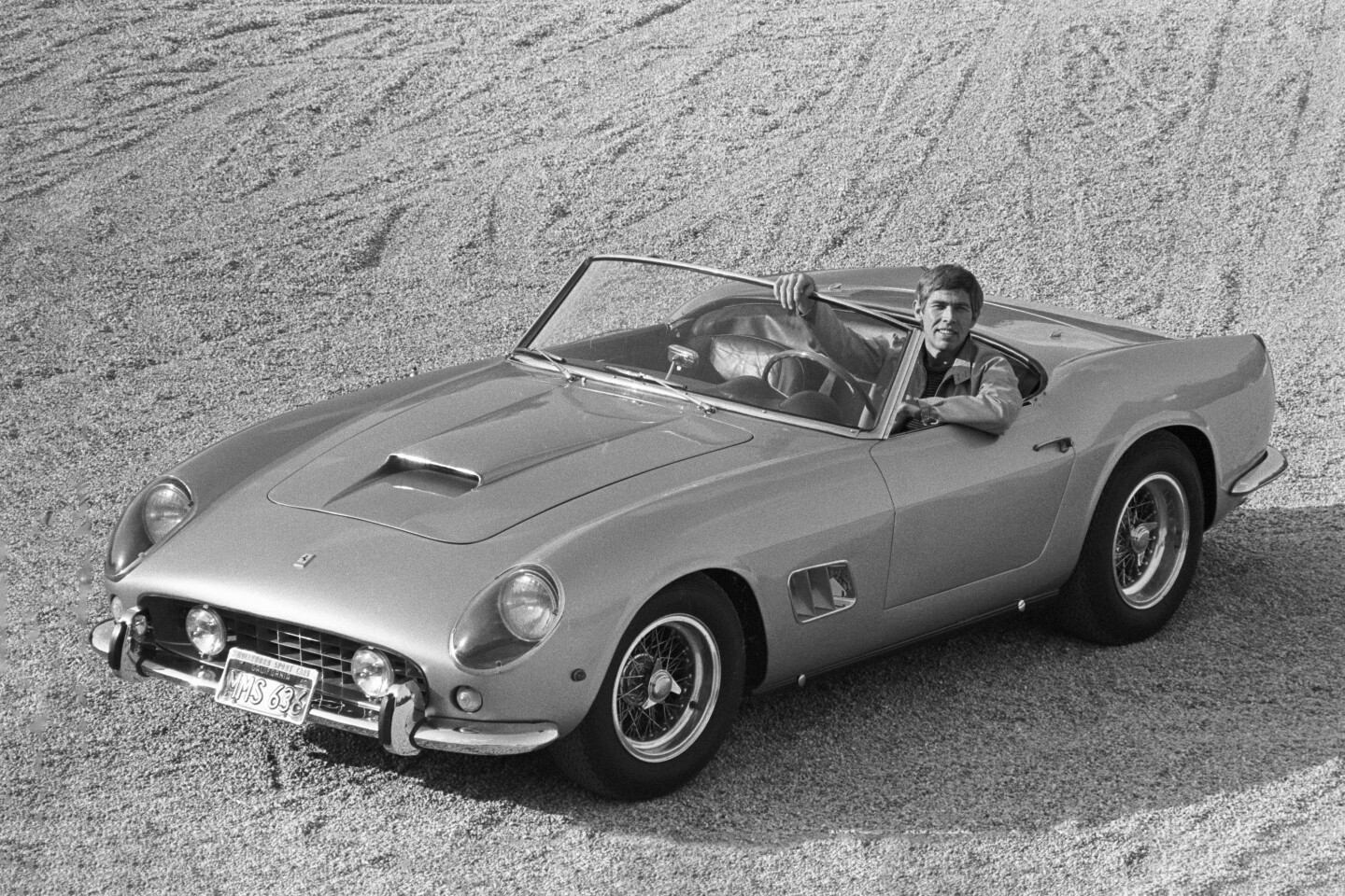 James Coburn owned this 1961 Ferrari 250 GT SWB California Spyder for 25 years, with it sharing driving duties with another Ferrari 250 GT/L Lusso. Coburn painted it three times (dark blue, silver, and burgundy) and could often be seen driving it in the Hollywood Hills with his friends and Great Escape co-stars James Garner, and Steve McQueen in tow. All three had Ferrari 250 GTs.