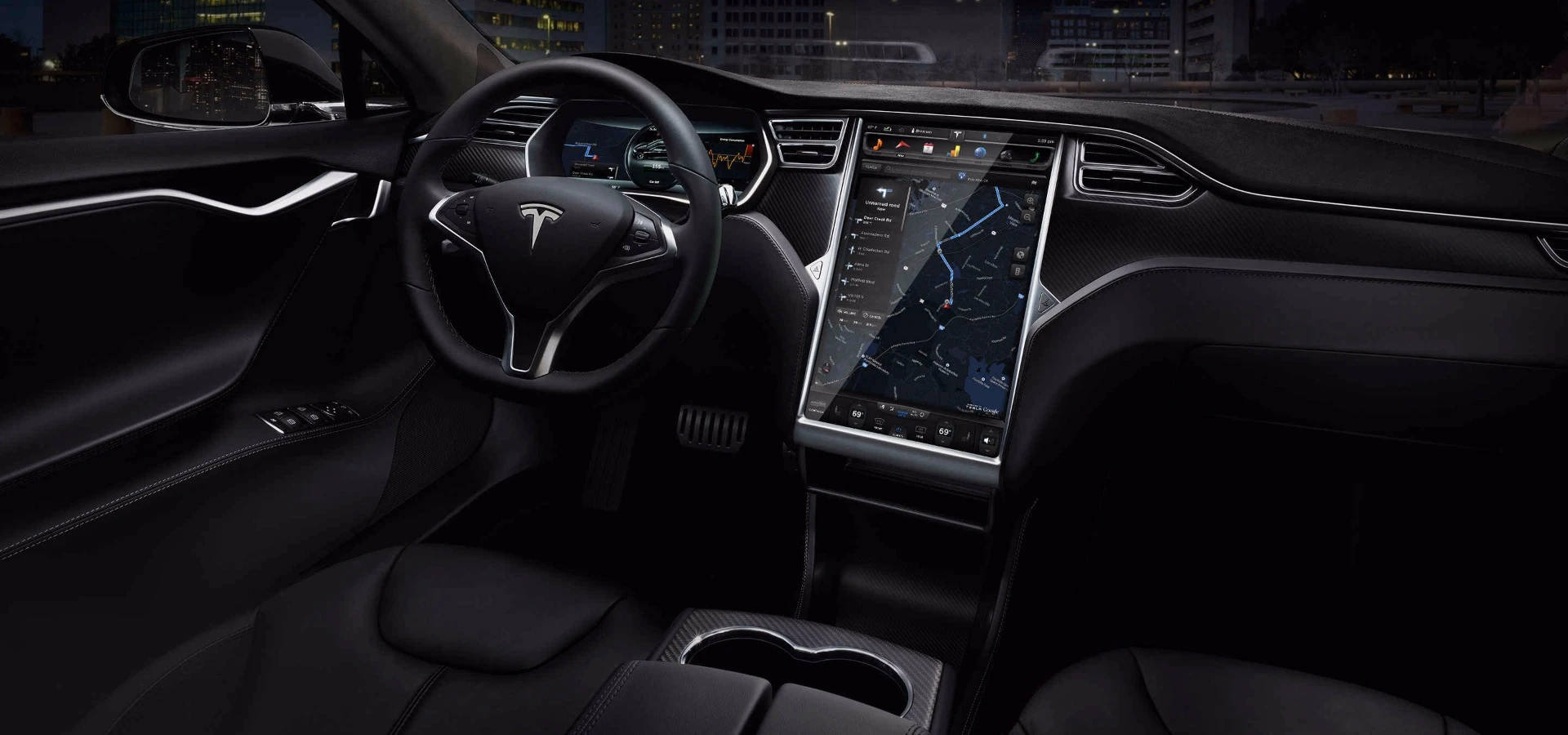 The Tesla Model S P85 D interior remains unchanged