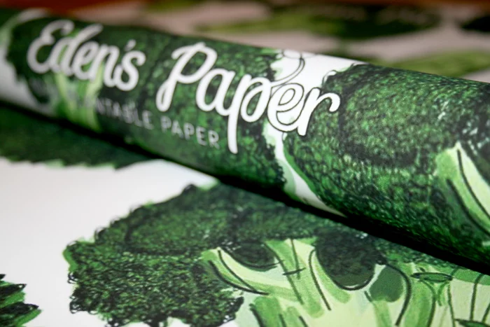 Eden's Paper wrapping paper contains seeds which grow into vegetables once planted (Photo: Eden's Paper)