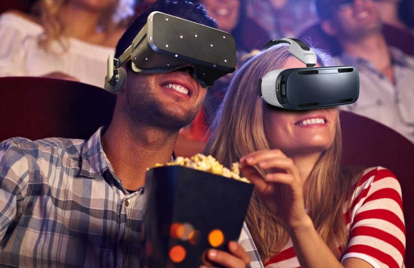 Perhaps future movie theaters will incorporate VR headsets, for a more immersive movie-going experience (Image remixed by Gizmag from StockLite/Shutterstock)
