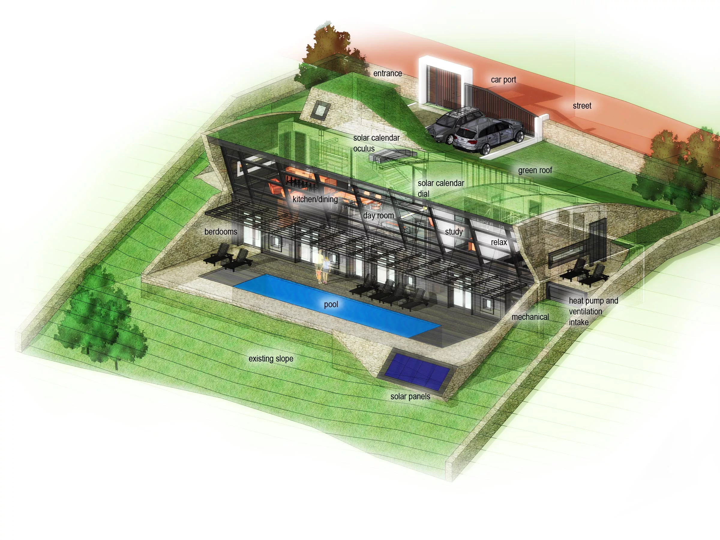Diagram of the layout of Equinox House (Image: Ignatov Architects)