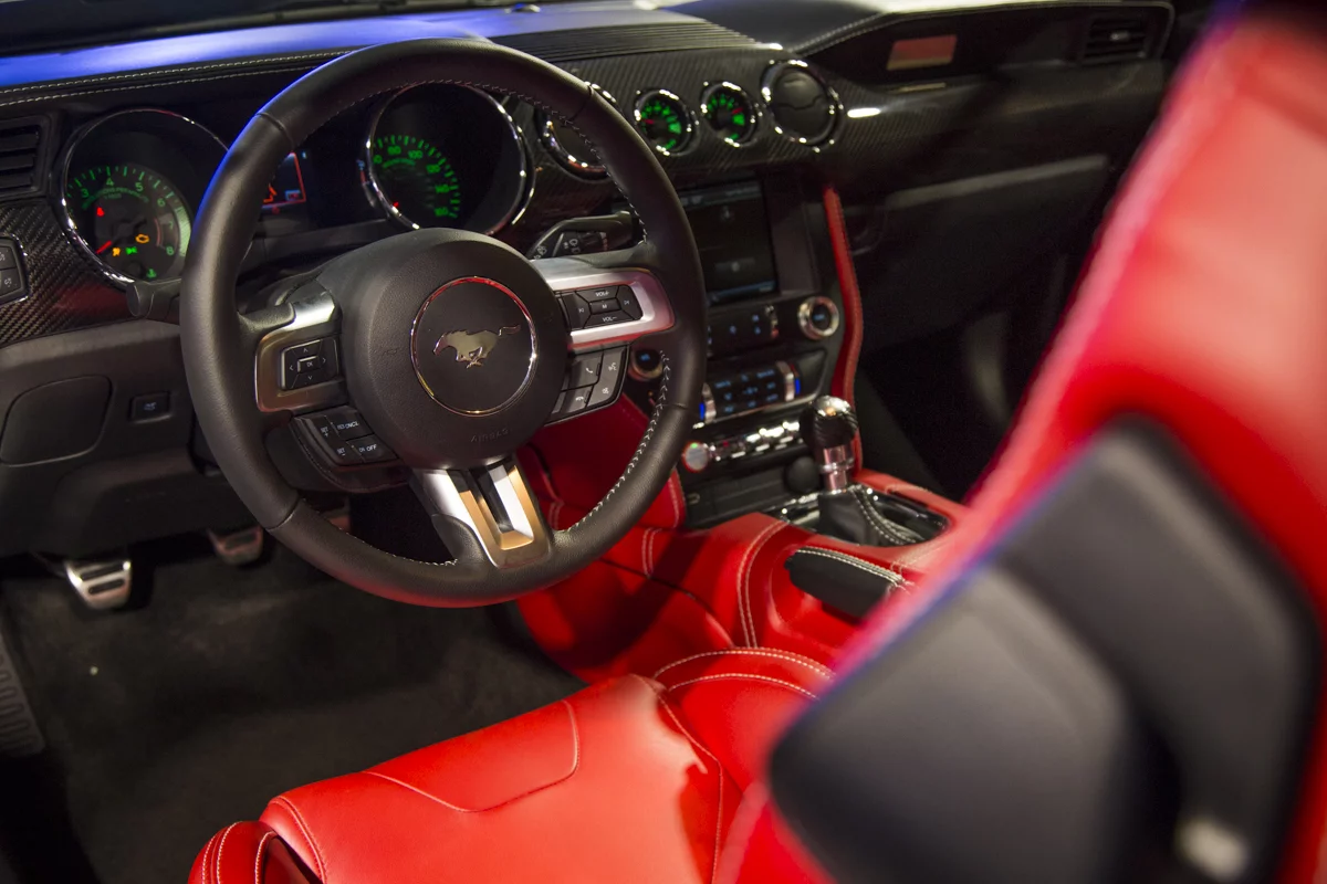 Inside, the Mustang's interior design is fundamentally the same