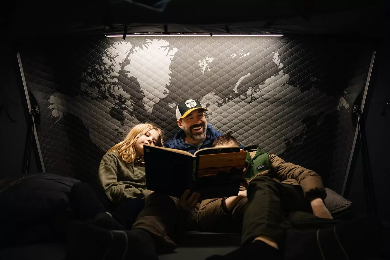 By folding out, the Skycamp nearly doubles its floor area to sleep four instead of two