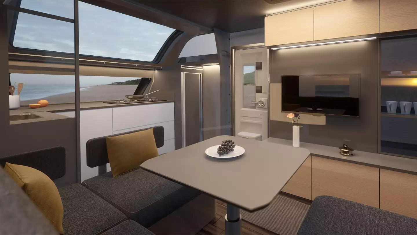 Sitting at the Maxia's dining area and enjoying views out the panoramic window and of the TV