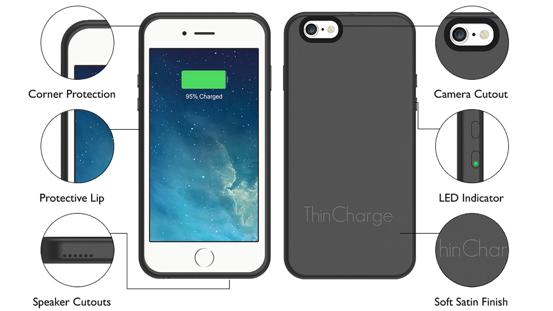The ThinCharge's raised edges and reinforced corners are designed to protect against drops and scratches.