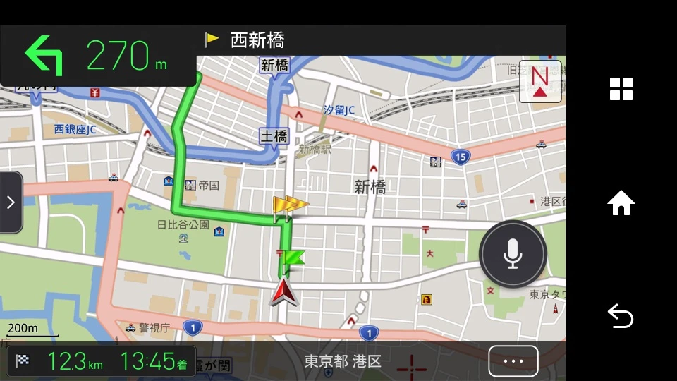 The Pioneer rearview mirror telematics unit provides navigational information