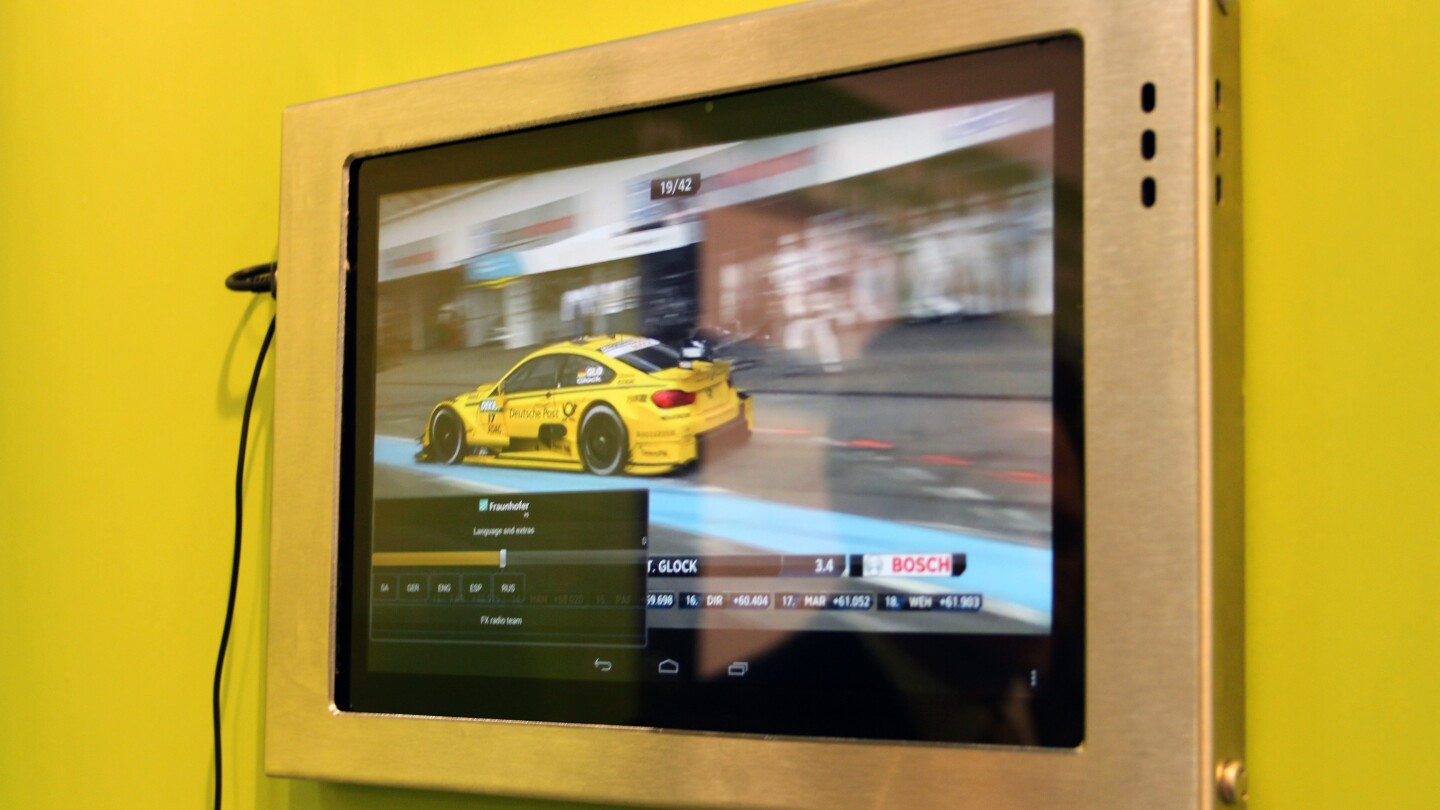 The system allowed us to zone in on dialog in the pits during the example motorsports clip, and even change the language of commentary on the fly (Photo: Chris Wood/Gizmag)