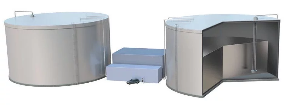 A render of MIT's grid-scale energy storage system dubbed "sun in a box"