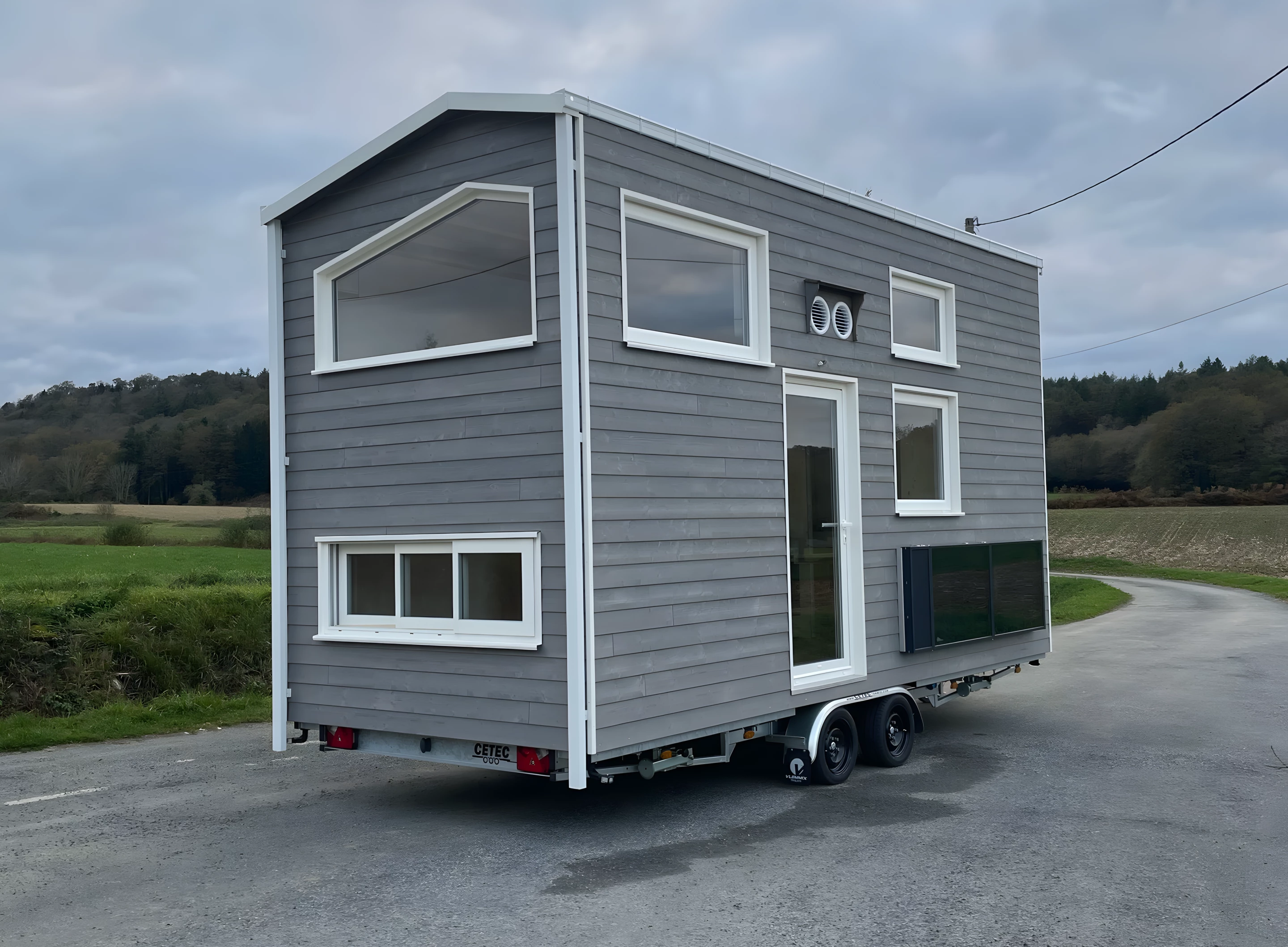 The Véronique is a compact tiny house with an unusual "upside down" layout and energy efficient features