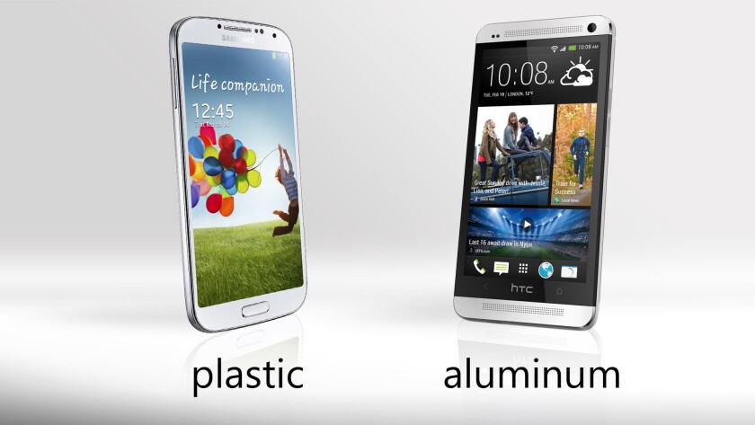 The One's aluminum design lends a more premium allure to it than the S4's plastic