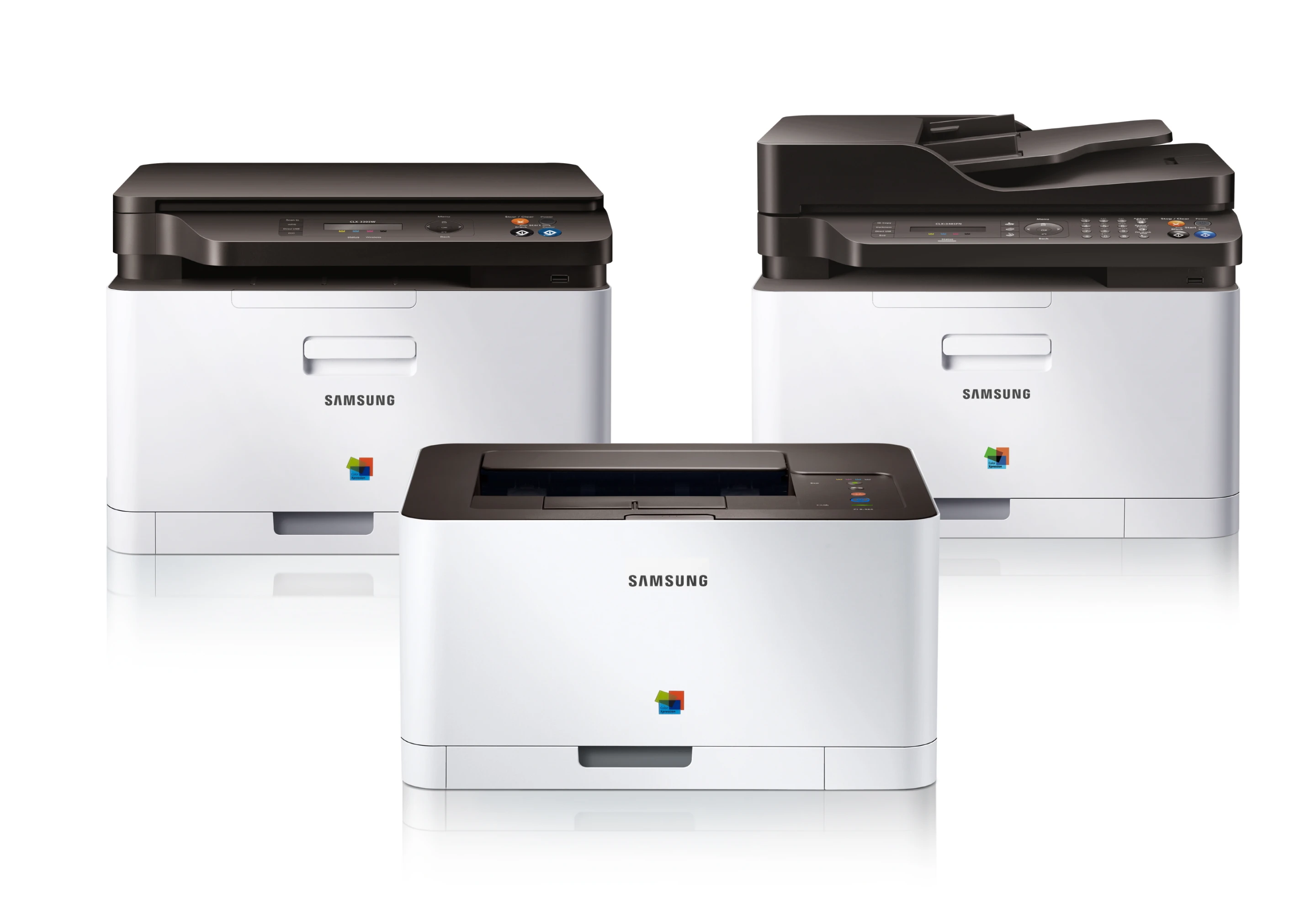 The Xpress C410W at the front, with the C460W behind and to the left, and the C460FW to its right