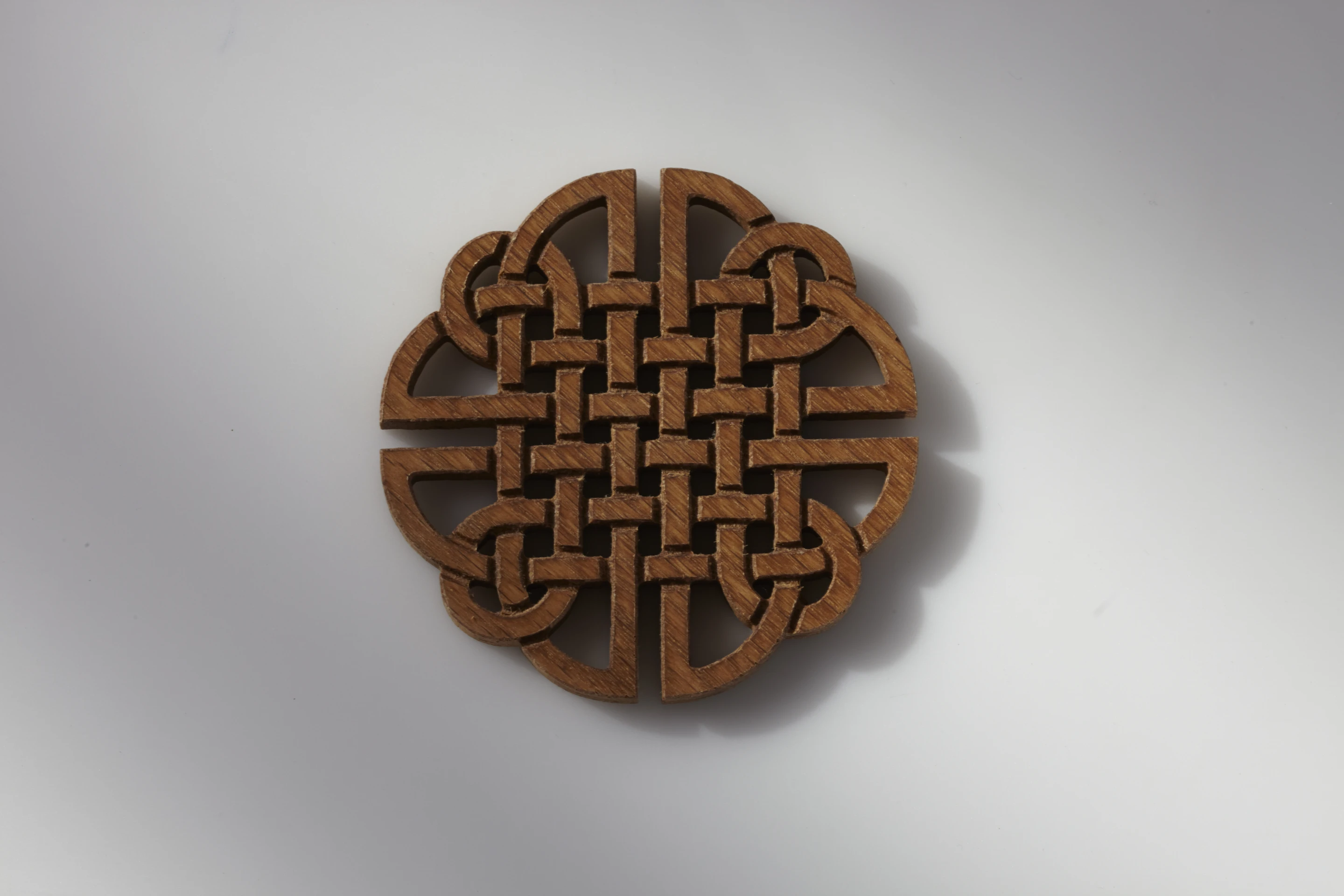 An intricate design in wood produced with Carvey