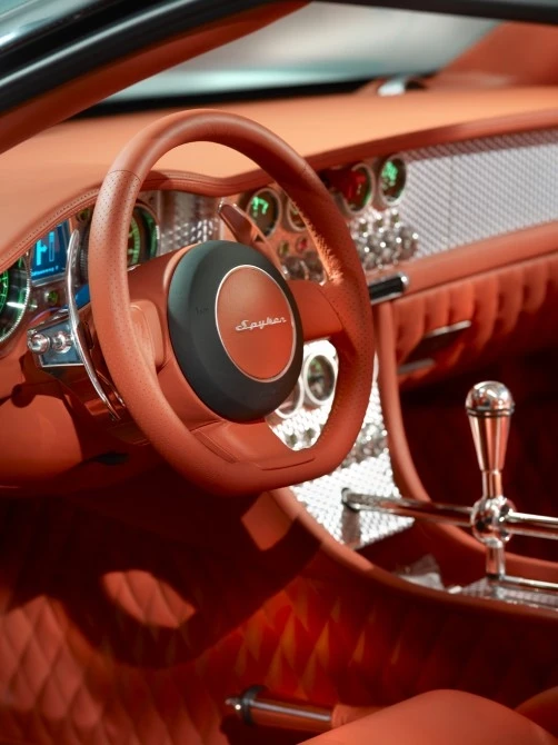 Inside the manual version of the Spyker C8 Aileron Spyder