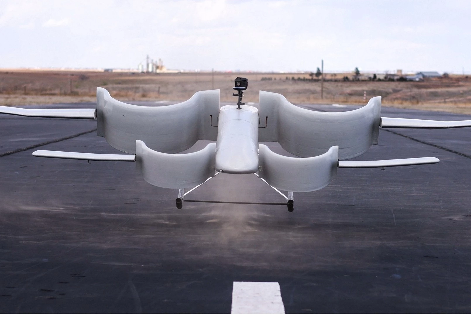 A rear-view of the channel wings in the horizontal position