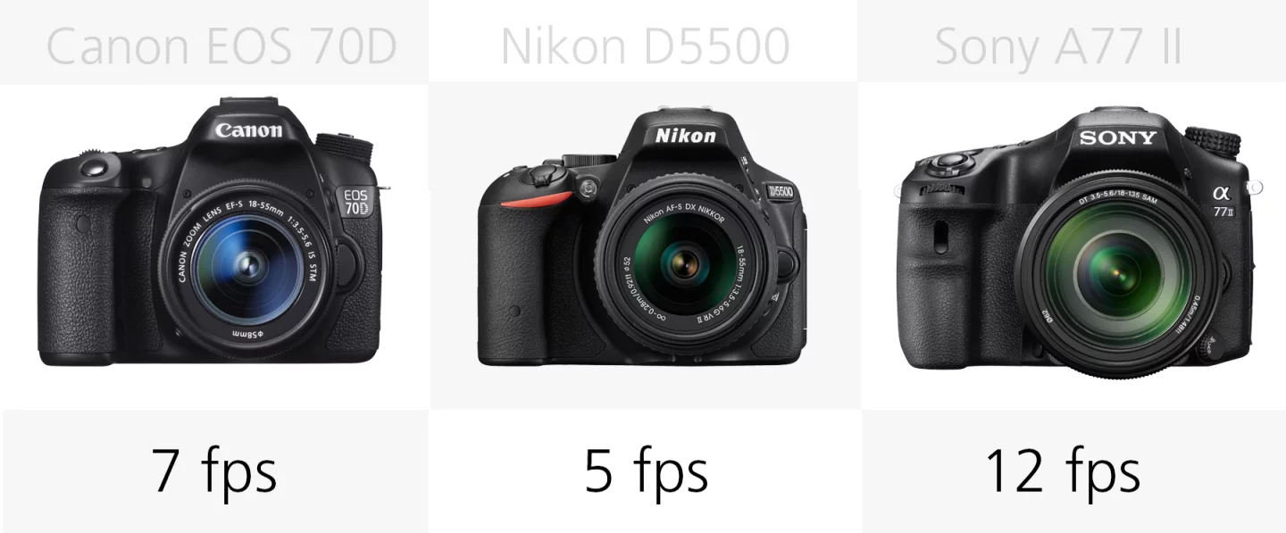 Burst shooting comparison (Canon EOS 70D, Nikon D5500, Sony A77 II)