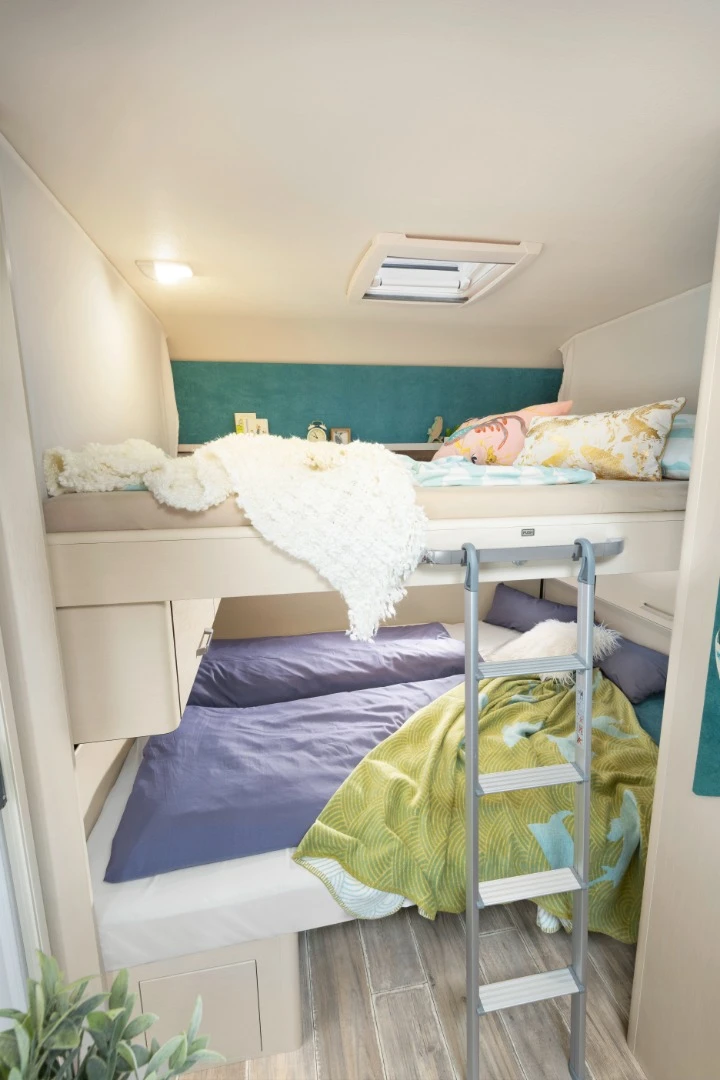 Both double beds made up and ready for nighttime