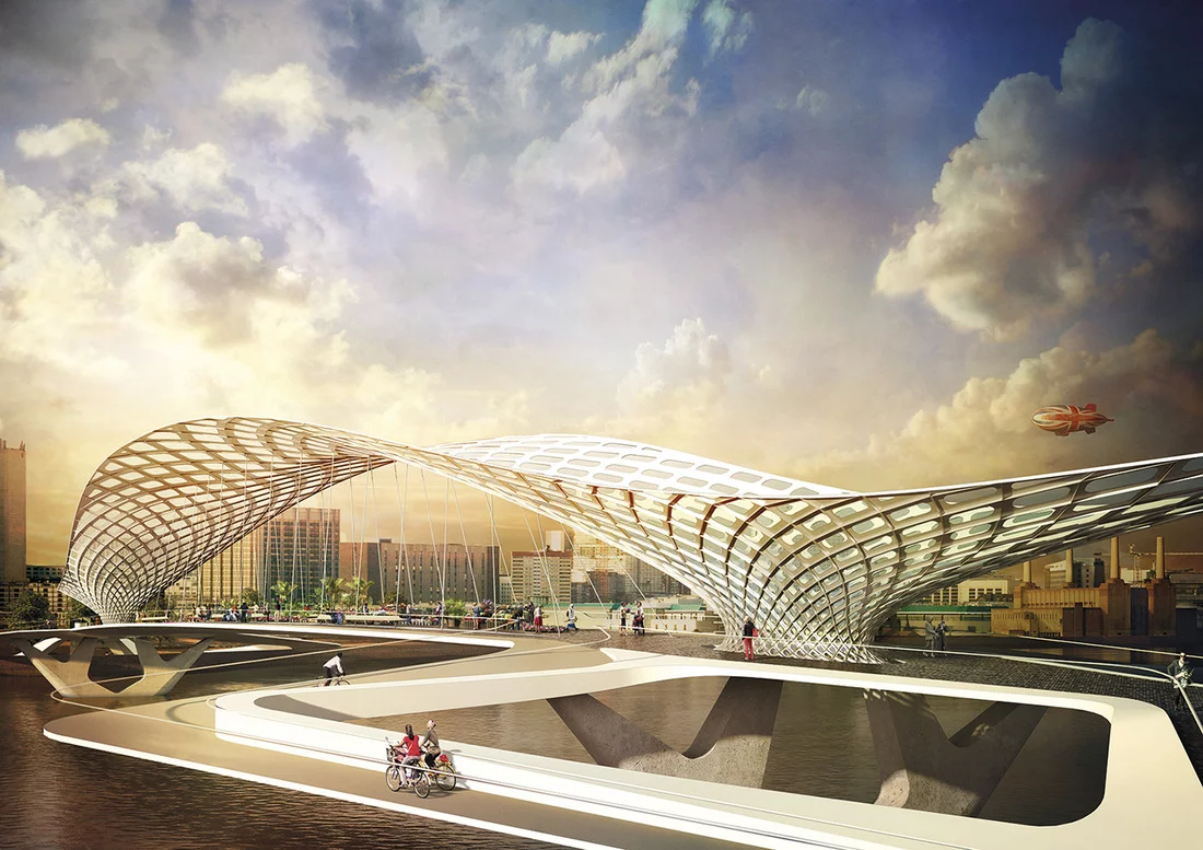 A design with a lattice cover that runs across the central thoroughfare (Image: NEP Bridge Competition)