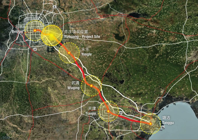 The project site is located directly adjacent to Beijing on the high-speed rail line to Tianjin.