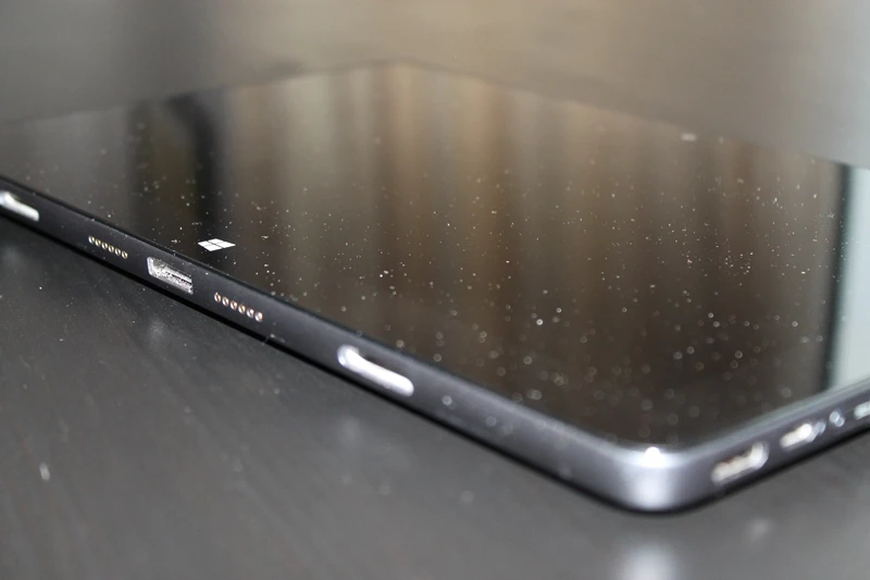 The tablet features a docking connecting, power button, volume rocker and an HDMI output