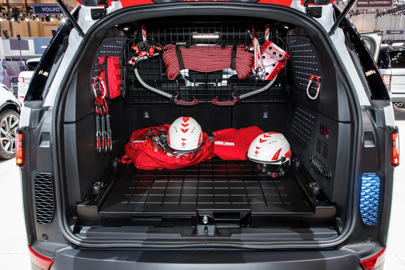 Land Rover's Project Hero includes a sliding floor in the trunk that can be used as a work surface or to protect cargo underneath