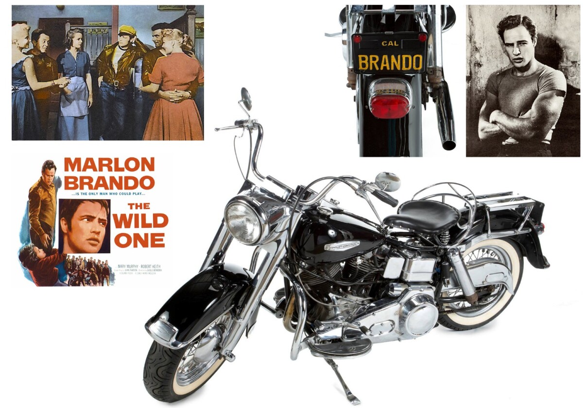 Marlon Brando was a real-life motorcyclist though and when the 1970 Harley-Davidson FLH Electra-Glide he owned from new went to auction, it sold for $256,000 at a Julien's Hollywood Legends auction. Brando won two academy awards for best actor from eight nominations, and despite many famous film roles (A Streetcar named Desire, The Godfather, Last Tango in Paris, Guys and Dolls, On the Waterfront, Julius Caesar, Apocalypse Now and Mutiny on the Bounty, it was his role as the leader of the pack in The Wild One (1953) which indelibly linked him to motorcycling.