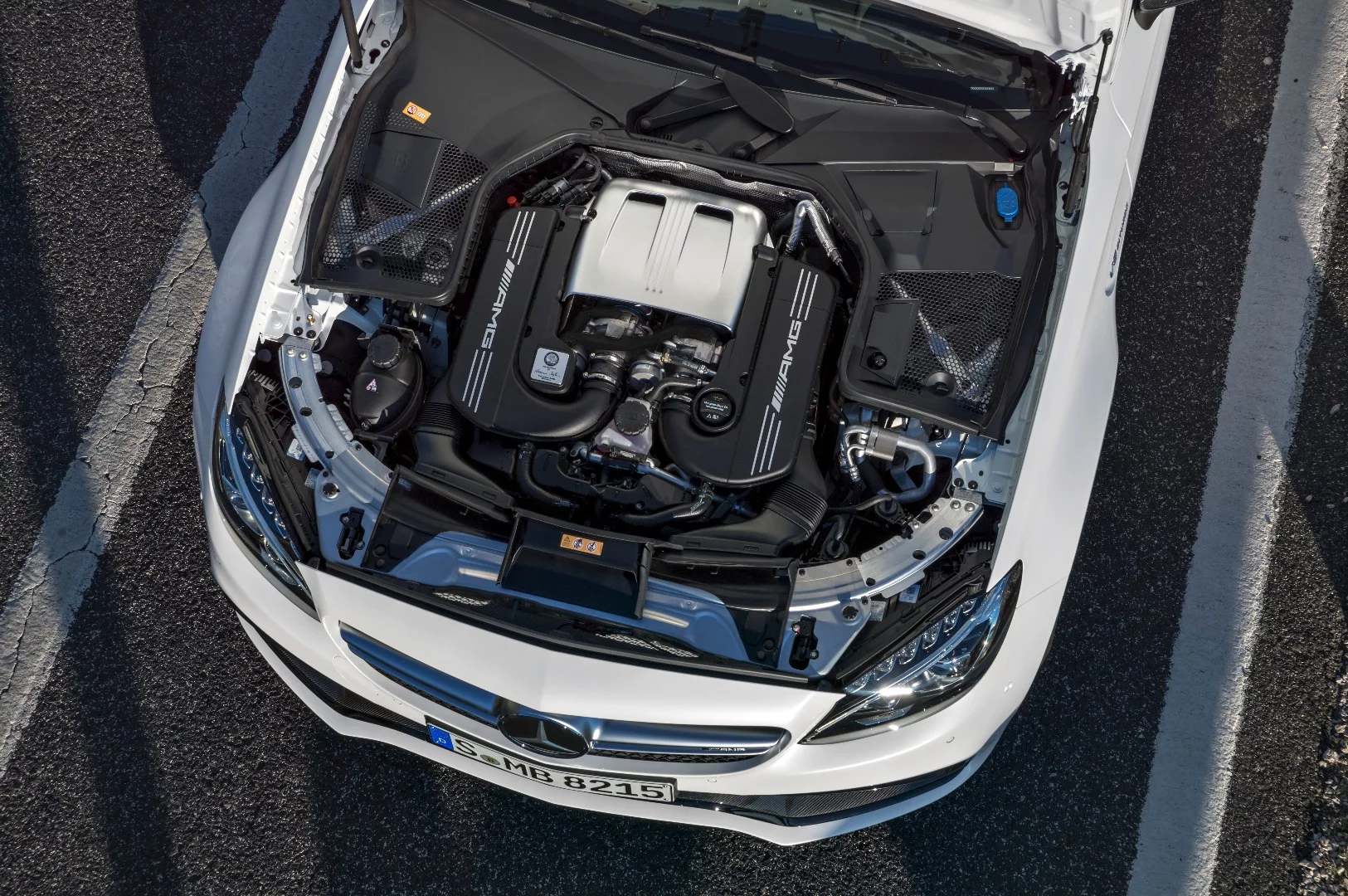 The C63 Cabriolet is powered by AMG's 4.0-liter V8 turbo engine