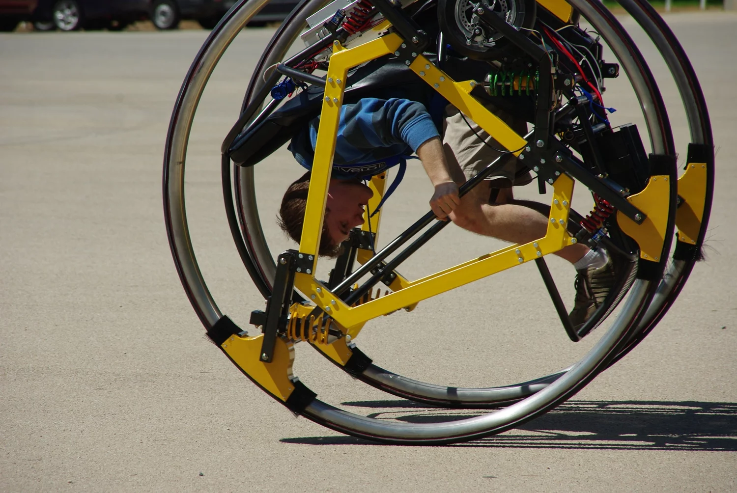 EDWARD (Electric Diwheel With Active Rotation Damping) is a student-built electric, working dicycle (Image: University of Adelaide)