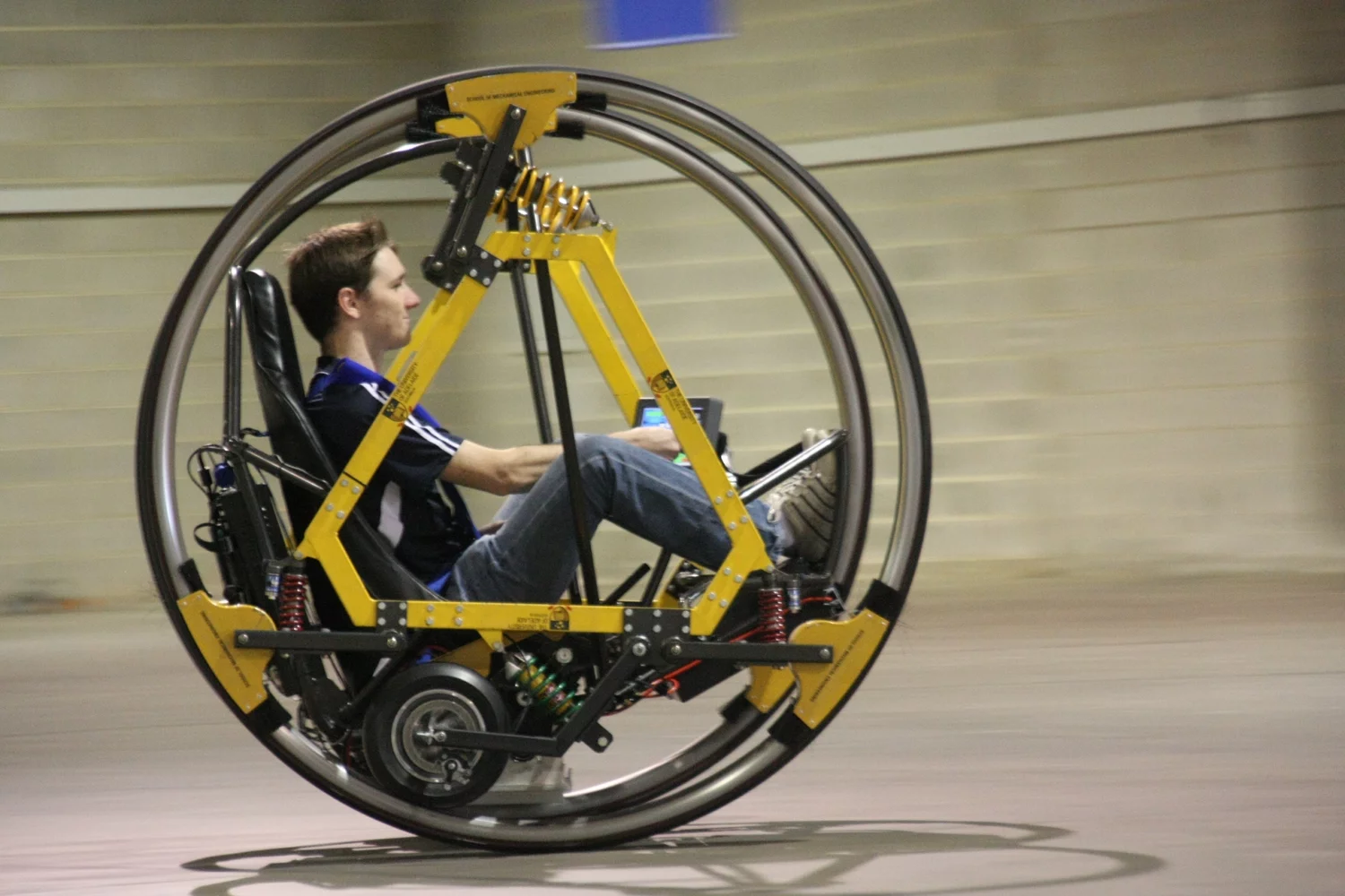 EDWARD (Electric Diwheel With Active Rotation Damping) is a student-built electric, working dicycle (Image: University of Adelaide)