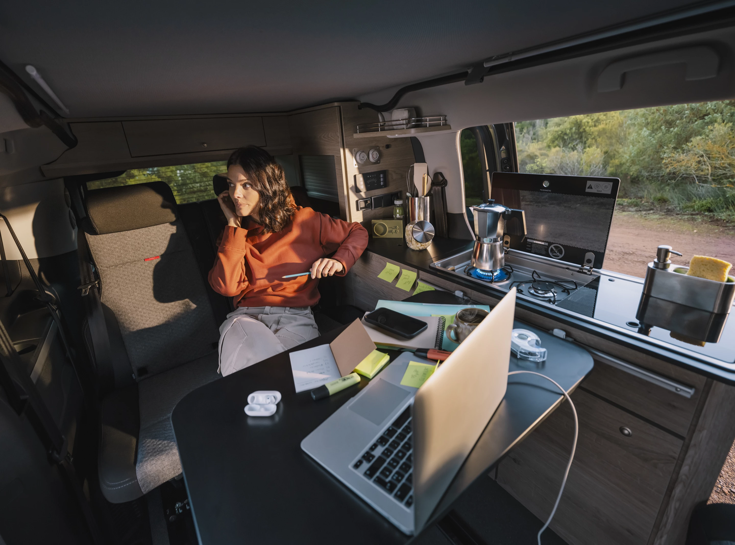 Hook the table inside, and it's both a dining table and desk